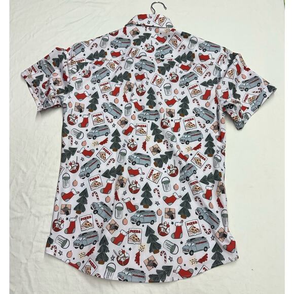 Project Good Apparel Christmas Printed Button Down Shirt Short Sleeve Mens M NWT - Picture 8 of 12